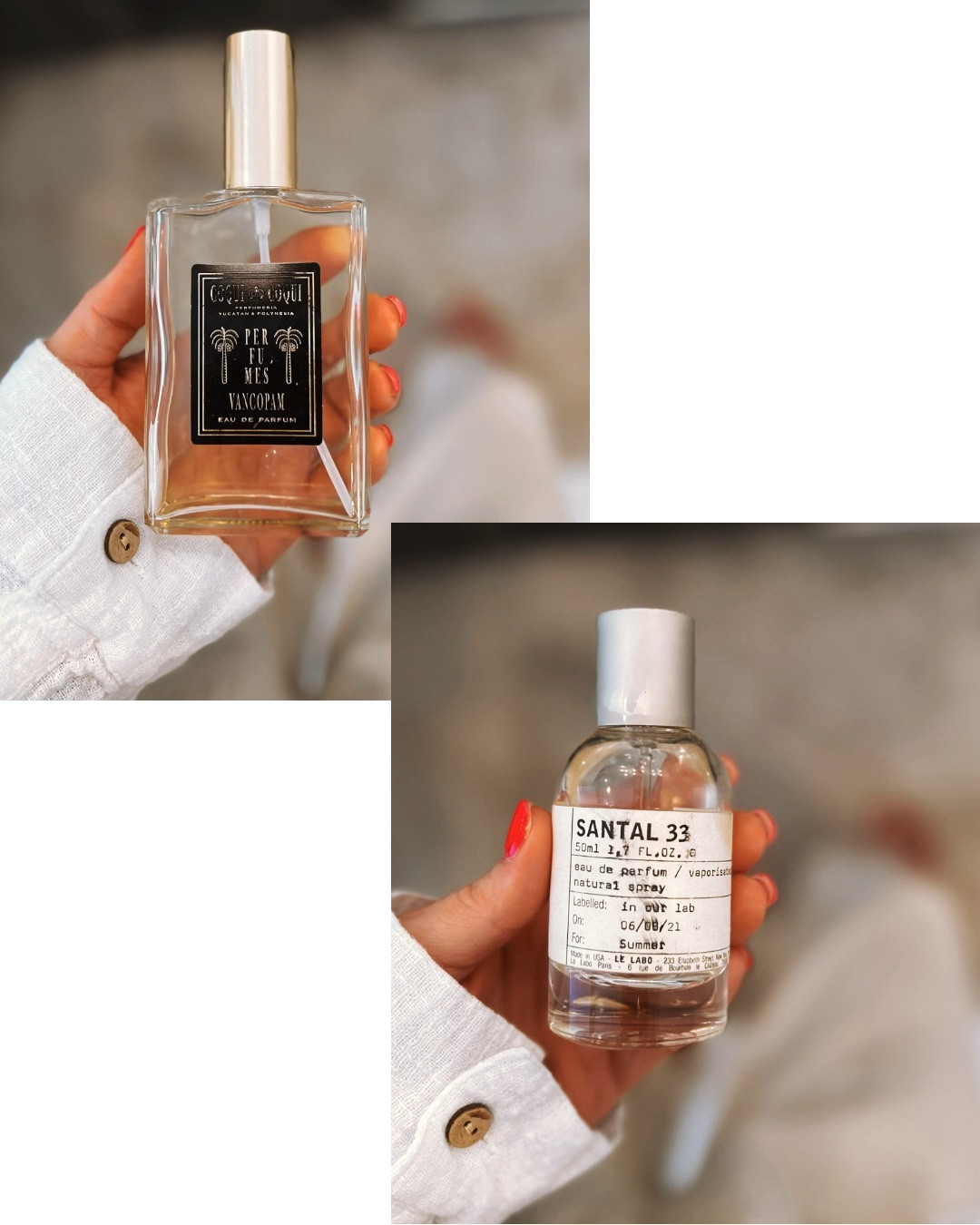 These two fragrances go with me every time I travel and they are my daily choices. Vancopam by Coqui Coquie is a sweeter scent (vanilla, coconut, grapefruit) and Santal by Le Labo is a woodsy crisp and deep scent (cardamom, smoke, leather)  Both can be worn day or night 🫶🏼 Sadly, I cannot find the Vancopam scent through our vendors so I’ve included the Nest Madagascar Vanilla oil, which is very similar! 

#LTKtravel #LTKbeauty #LTKU