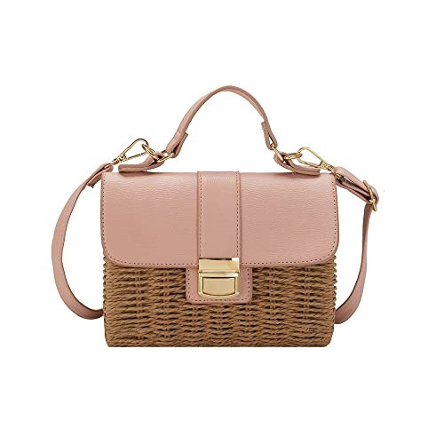 Small Straw Crossbody Bags for Women, Rattan Woven Top Handle Handbag Summer Beach Envelope Purse Shoulder Bag (Khaki) | Amazon (US)
