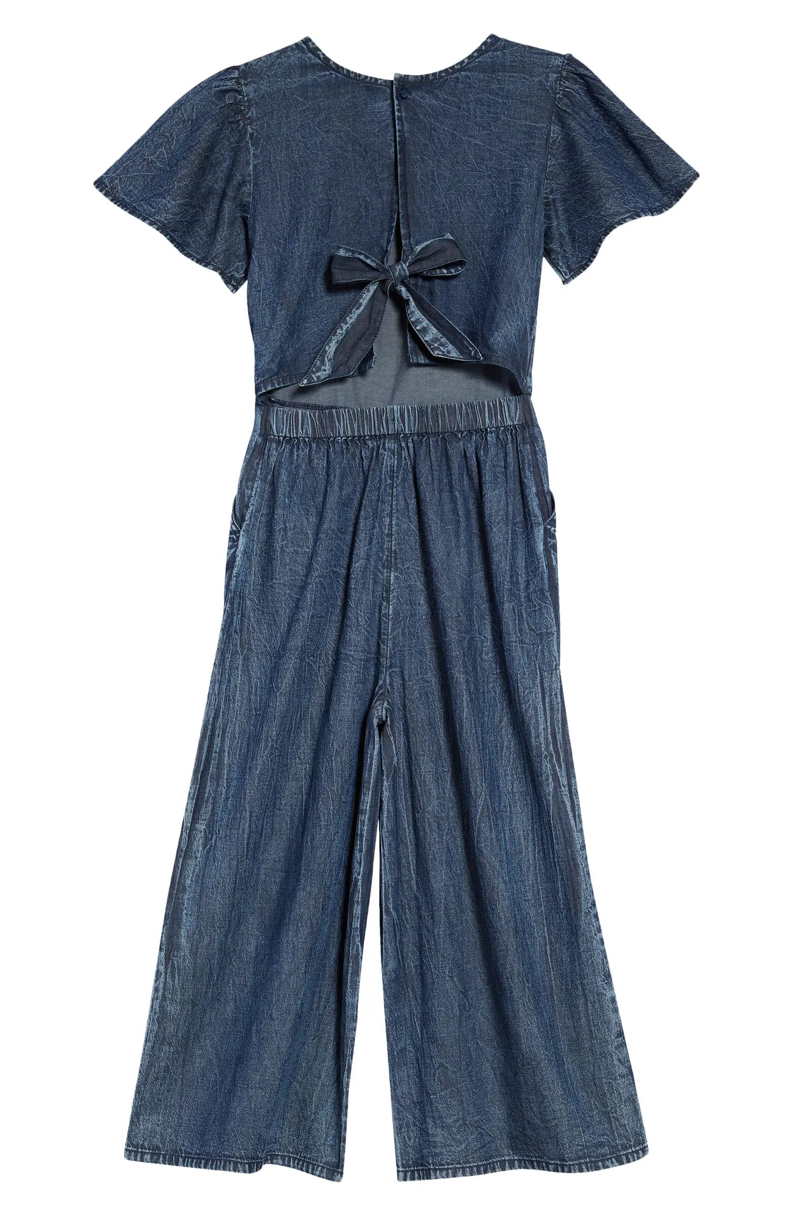 Kids' Look Back Flutter Sleeve Chambray RomperNORDSTROM | Nordstrom