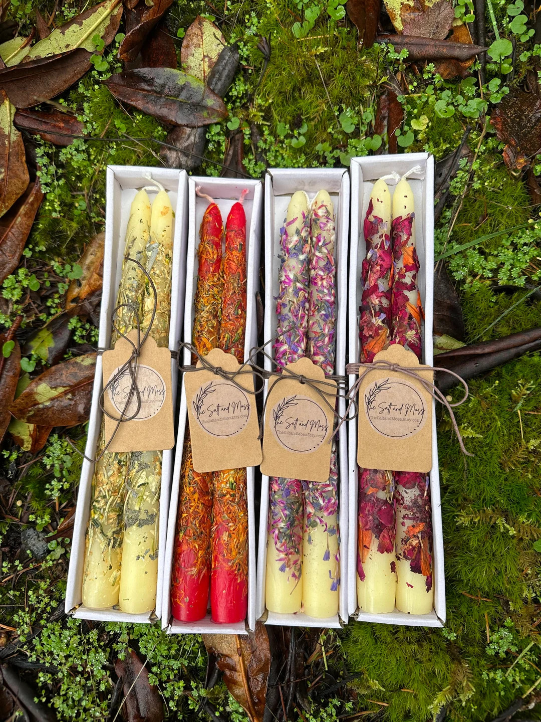 Floral Taper Candles Rolled Dried Flowers Intention Spell Witch Decorative Home Decor Gift Weddin... | Etsy (US)