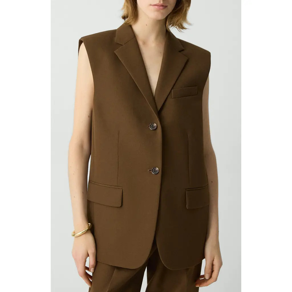 Theory Boxy Wool Blend Vest in Clove at Nordstrom Rack, Size 10 | Nordstrom Rack