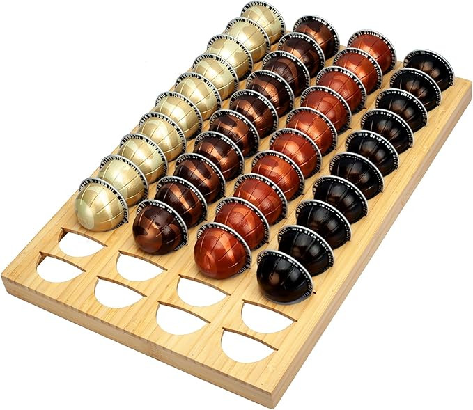 Bamboo Coffee Capsule Storage Drawer Tray, Drawer Insert Organizer Holds 48 Pods, Compatible with... | Amazon (US)