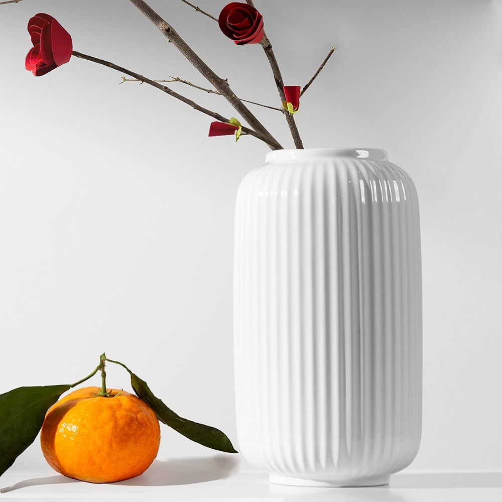 Ceramic Vase, White Flower Vase for Home Decor,Minimalism Style Modern Dried Flower Vase,Boho Hom... | Amazon (US)