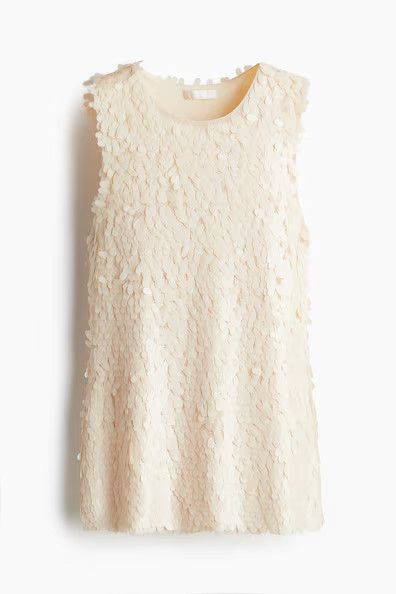 H & M - Sequined vest top - Beige | H&M (UK, MY, IN, SG, PH, TW, HK)