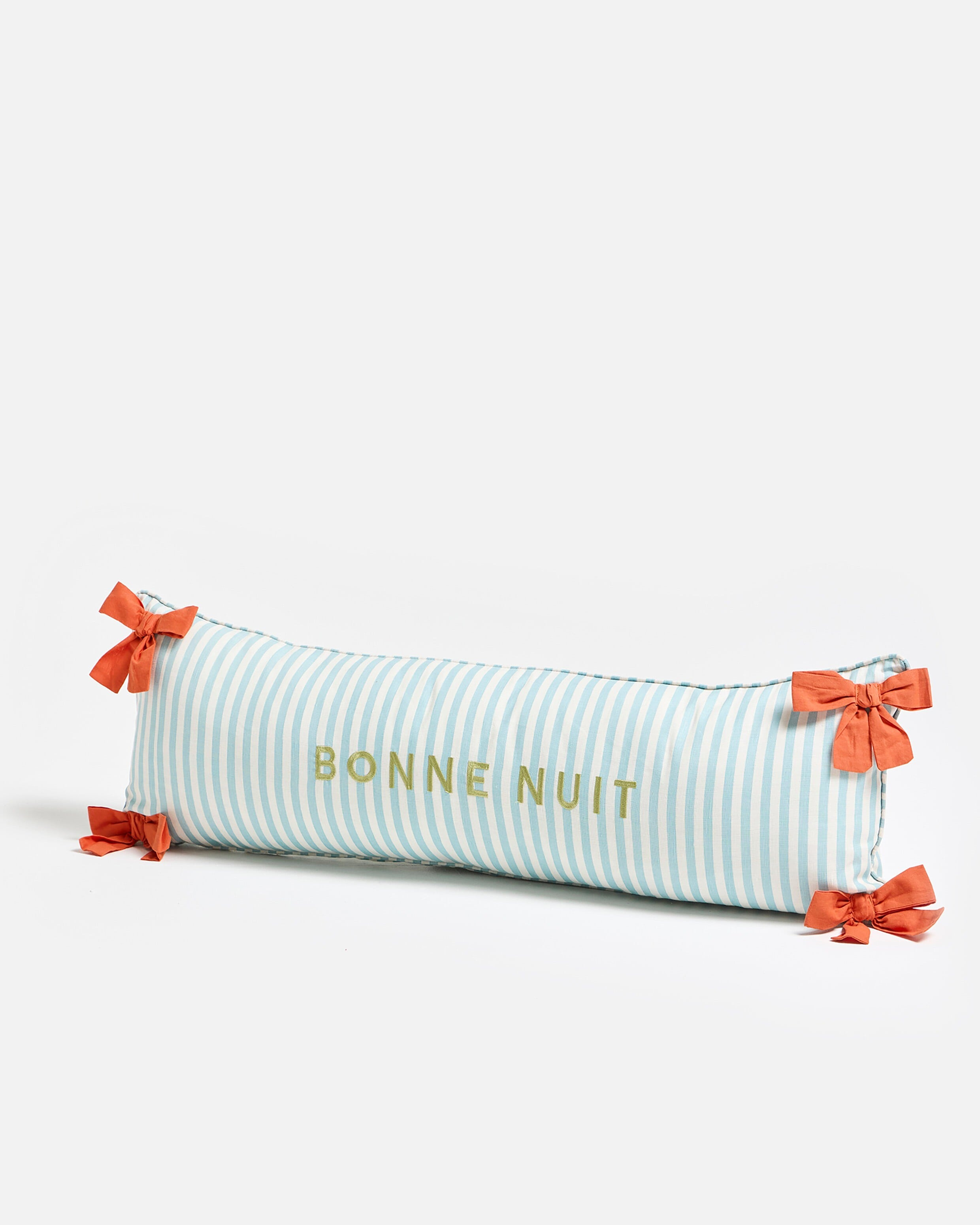 Striped Bonne Nuit Bow Bolster Cushion Cover 30x90cm | Oliver Bonas | Oliver Bonas (Global)