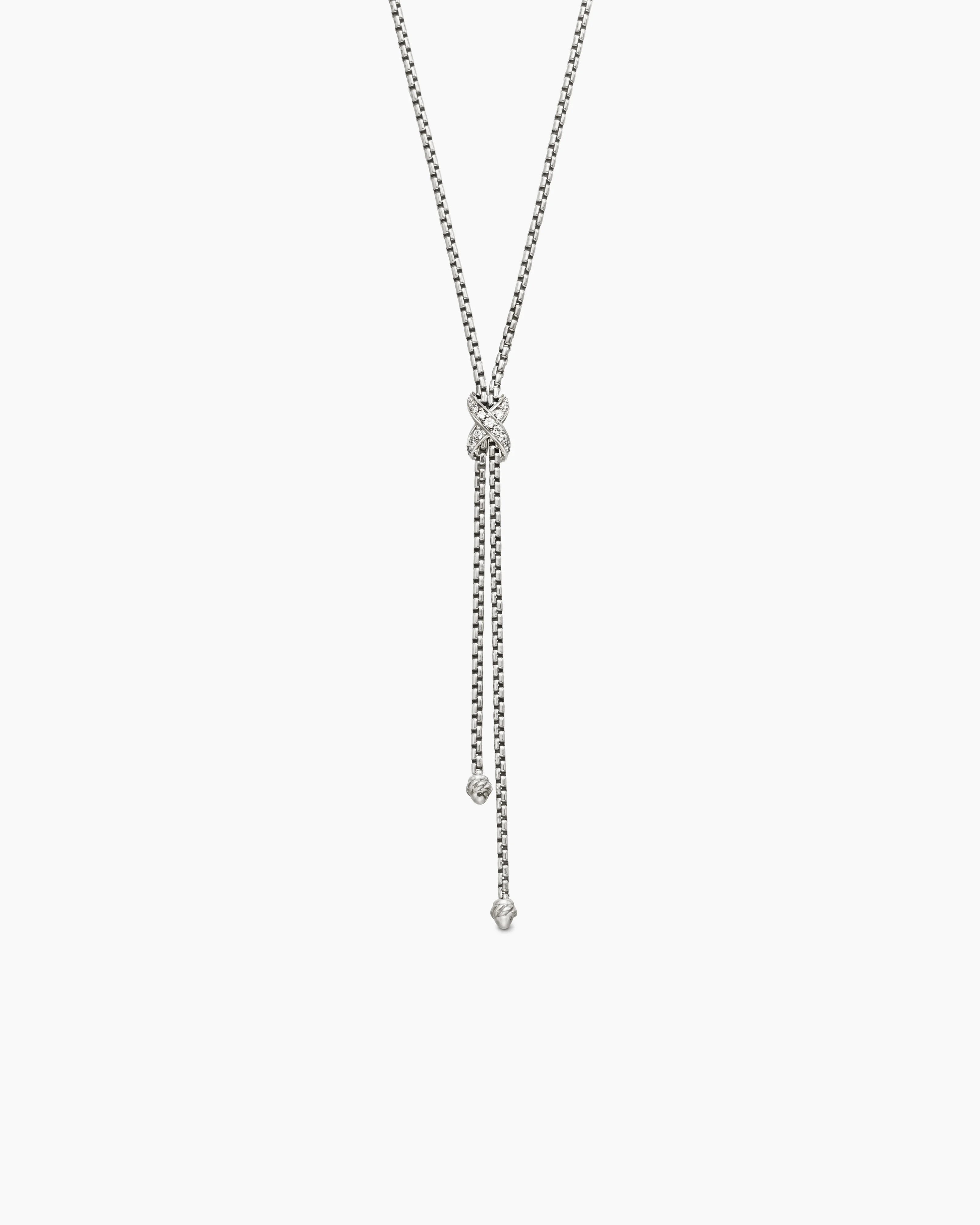 David Yurman | Petite X Lariat Necklace in Sterling Silver with Diamonds | David Yurman
