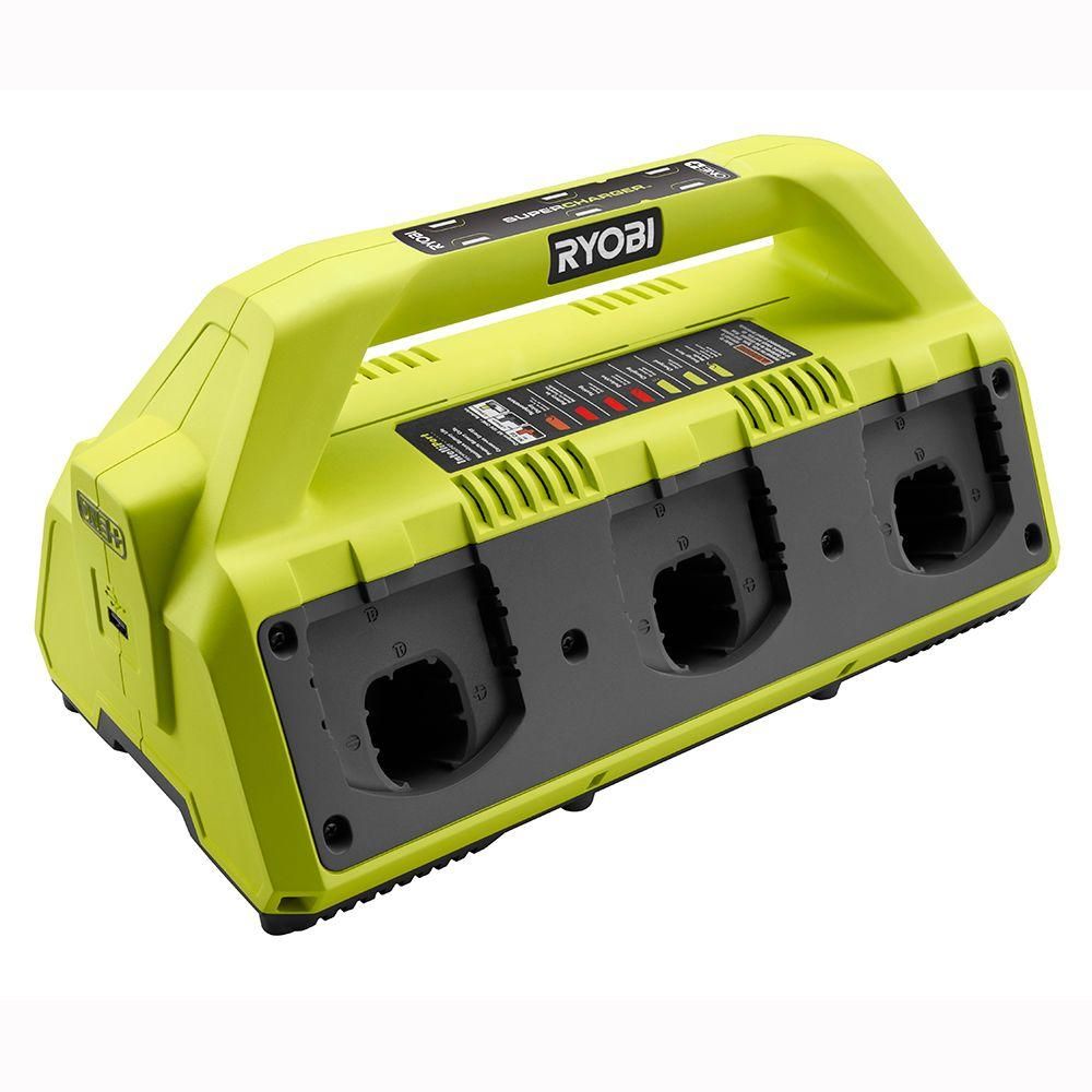 RYOBI 18-Volt ONE+ 6-Port Dual Chemistry IntelliPort SUPERCHARGER with USB Port | The Home Depot