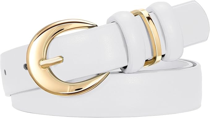 SUOSDEY Women Leather Belt for Jeans Pants Fashion Ladies Skinny Dress Waist Belt with Gold Buckl... | Amazon (US)