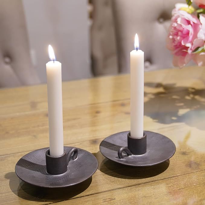 Candle Stick Candle Holder Sets - Charcoal Gray Porcelain Candlestick Holder Farmhouse Decor for ... | Amazon (US)