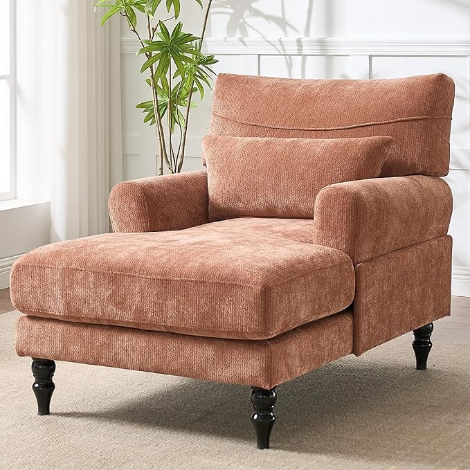 KEIKI Chaise Lounge Chair Indoor, Modern Leisure Sleeper Sofa Chair w/Deep Cushion, Accent Uphols... | Amazon (US)