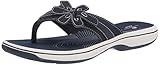 Clarks womens Brinkley Flora Flip Flop, Navy Synthetic, 11 US | Amazon (US)