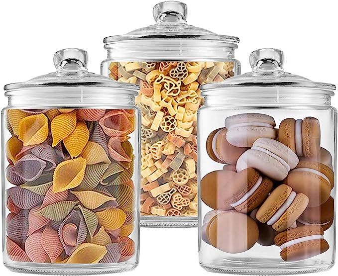 Glass Jars 64 oz,Candy Jar with Lid For Household,Food Grade Clear Jars (3 Pack) | Amazon (US)