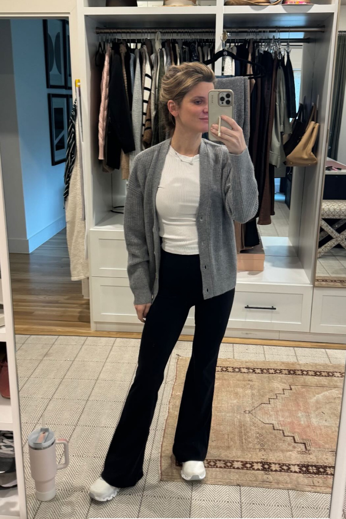 XS in top 
XS in cardigan 
XS in pants 