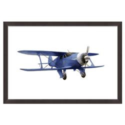 Amelia Modern Classic Blue Bi Plane Framed Art | Kathy Kuo Home