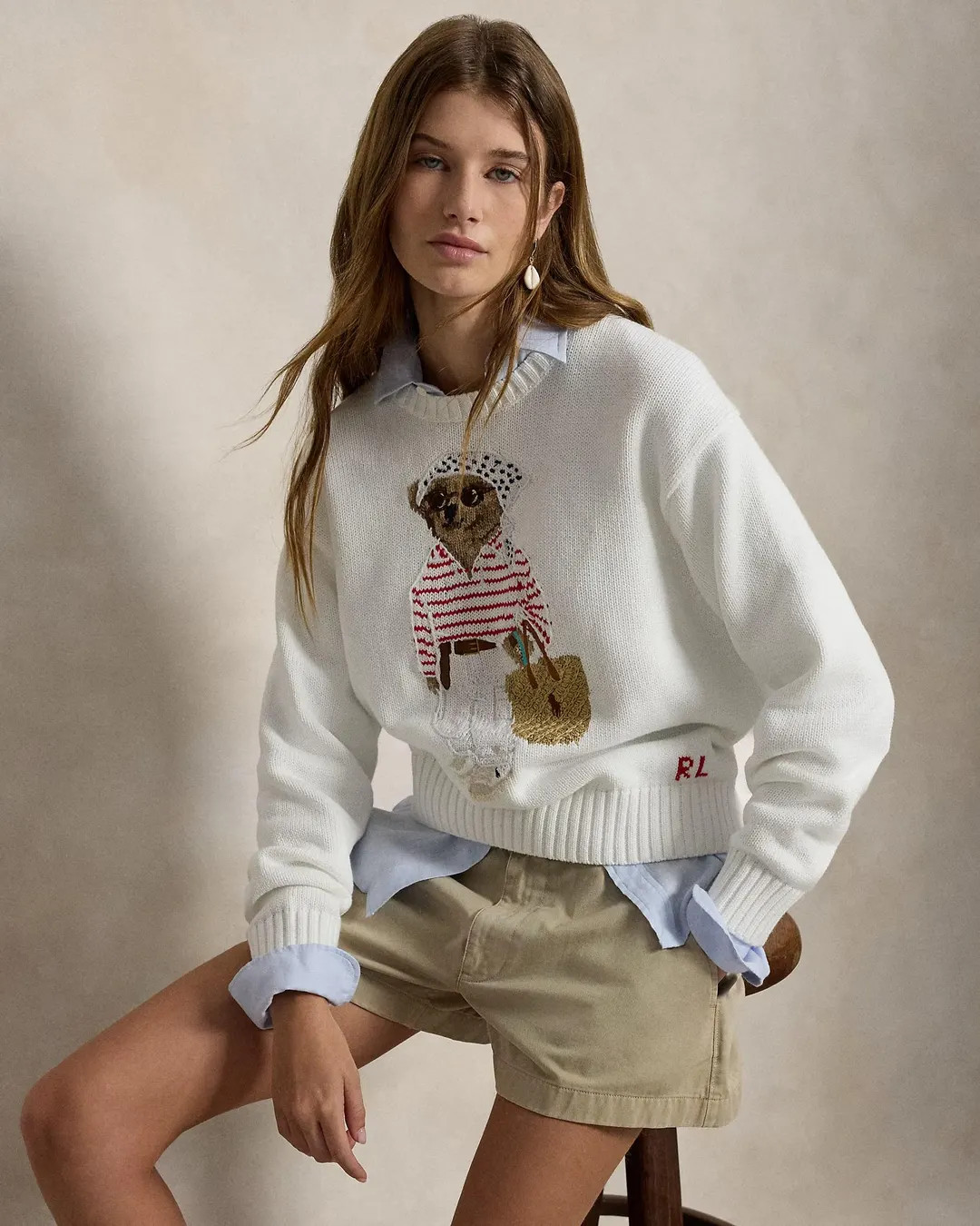 Polo Bear Ralph Lauren Style Hand Embroidered Cotton Knit Sweater - Etsy | Etsy (US)