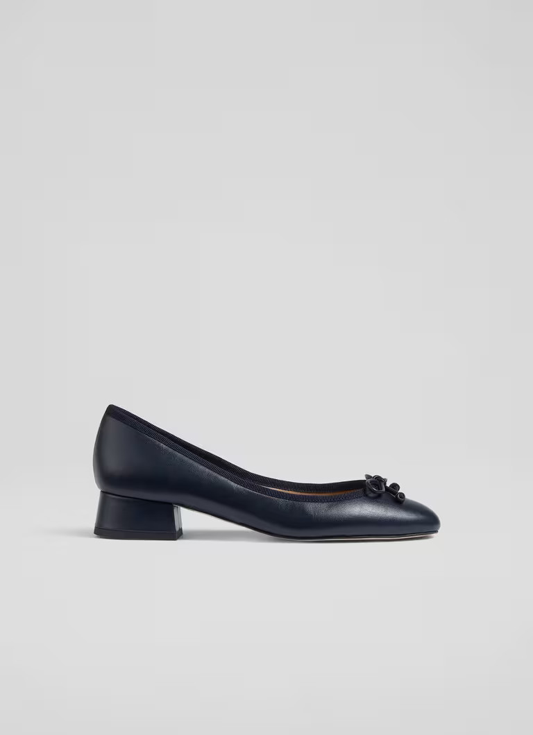 Aurelie Navy Grosgrain Ballerina Court Shoes | L.K. Bennett (UK)