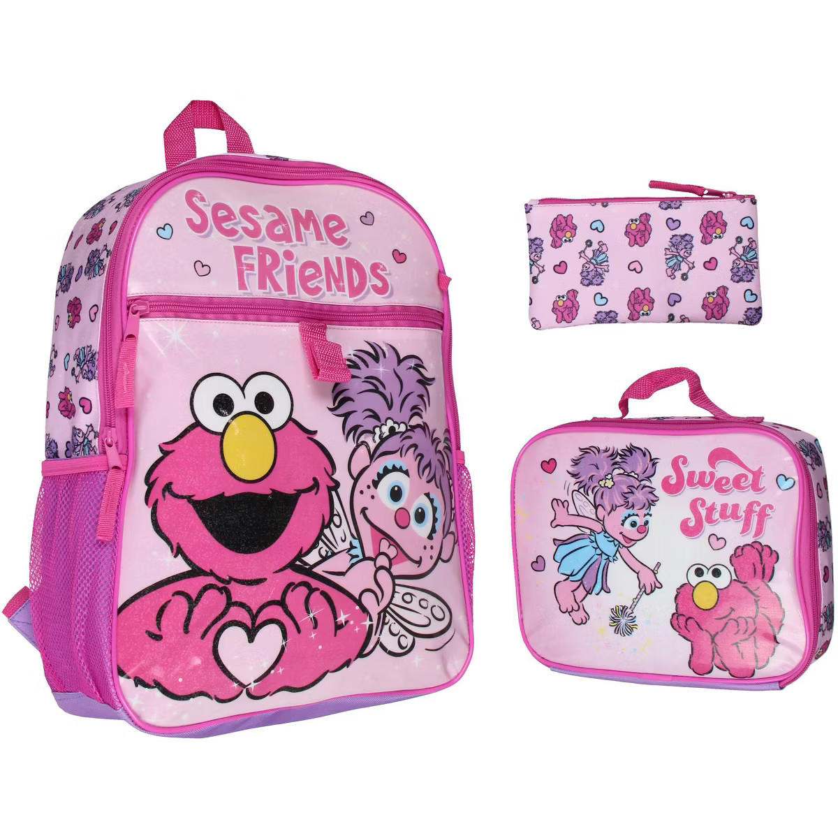 Sesame Street Friends Elmo Abby Cadabby 3 PC Backpack Lunch Box Pencil Pouch Pink | Target