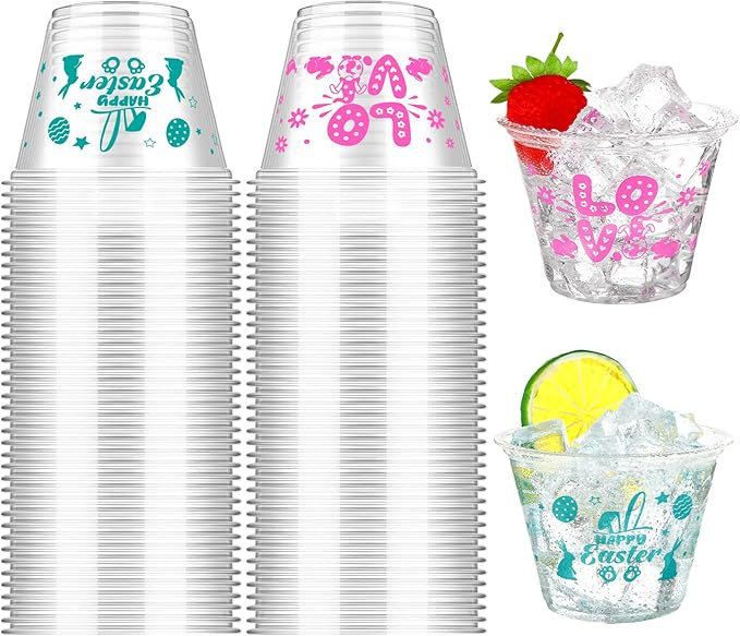 80 Pcs Happy Easter Disposable Clear Plastic Cups Happy Easter Cups Easter Bunny and Easter Eggs ... | Amazon (US)