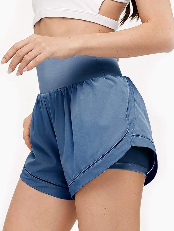 LASLULU Womens Quick Dry Workout Running Shorts Sport Double Layer Active Shorts Yoga Athletic Sh... | Amazon (US)