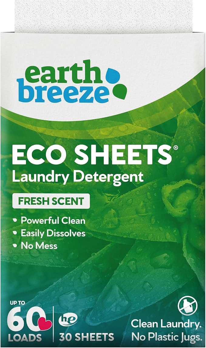 Earth Breeze Laundry Detergent Sheets - 30 Detergent Sheets - 60 Loads - Concentrated Liquidless ... | Amazon (US)