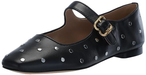Sam Edelman Women's Michaela Stud Mary Jane Flat Black Leather 11 Medium | Amazon (US)
