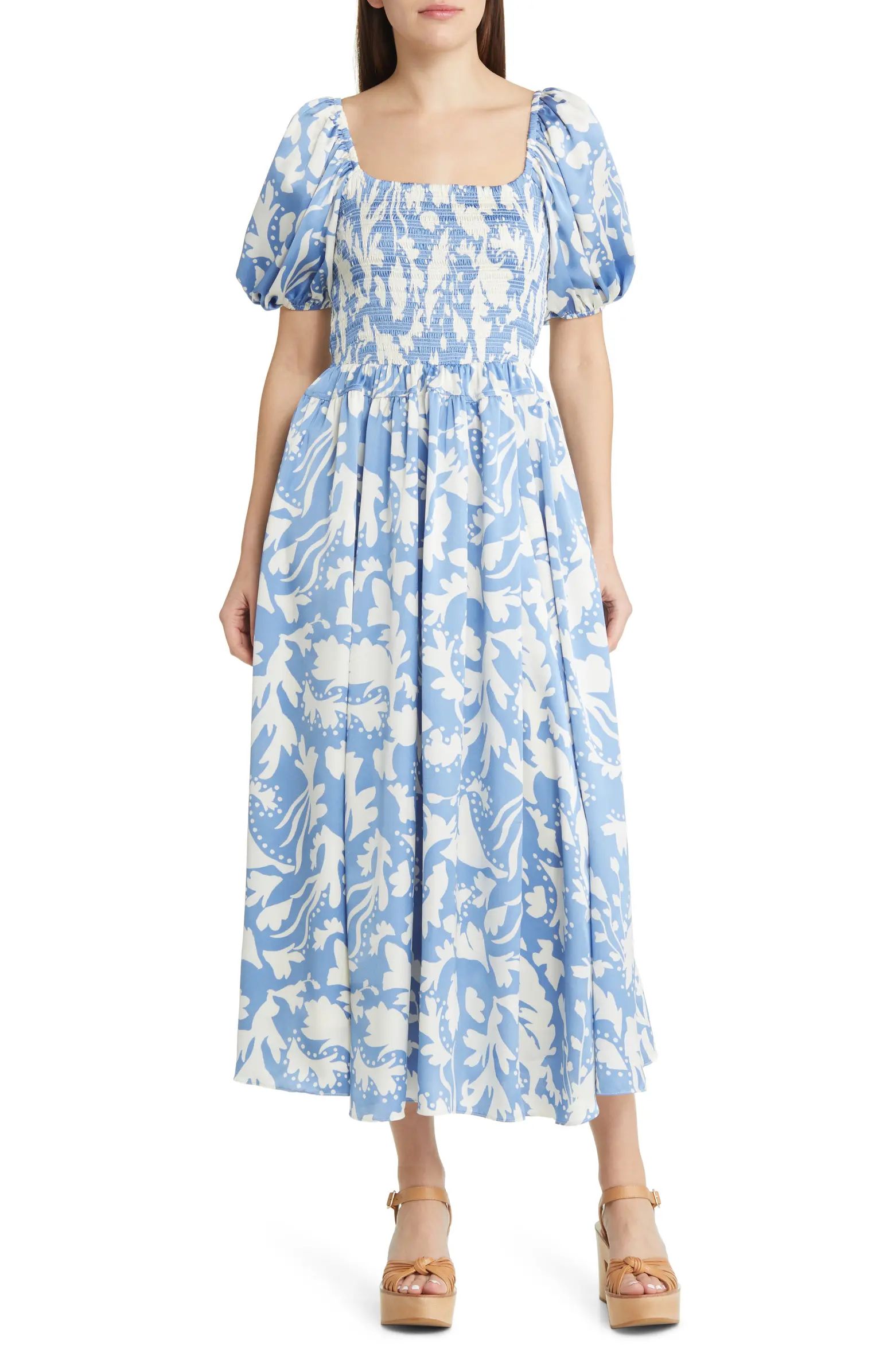 Abstract Print Smocked Bodice Dress | Nordstrom