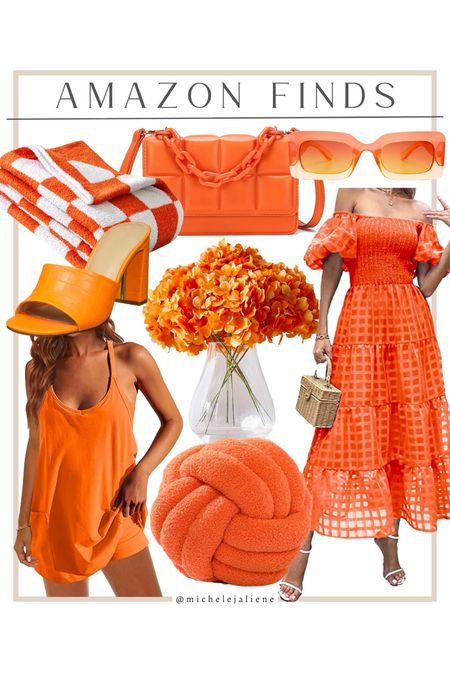 Amazon Finds / Amazon Fashion / Amazon Dress / Orange Dress / Home Decor Finds / Amazon Home / Amazon Home Find / Affordable fashion / Amazon Beach Style / Amazon Vacation / Checkered Blanket 

#LTKSeasonal #LTKstyletip #LTKhome