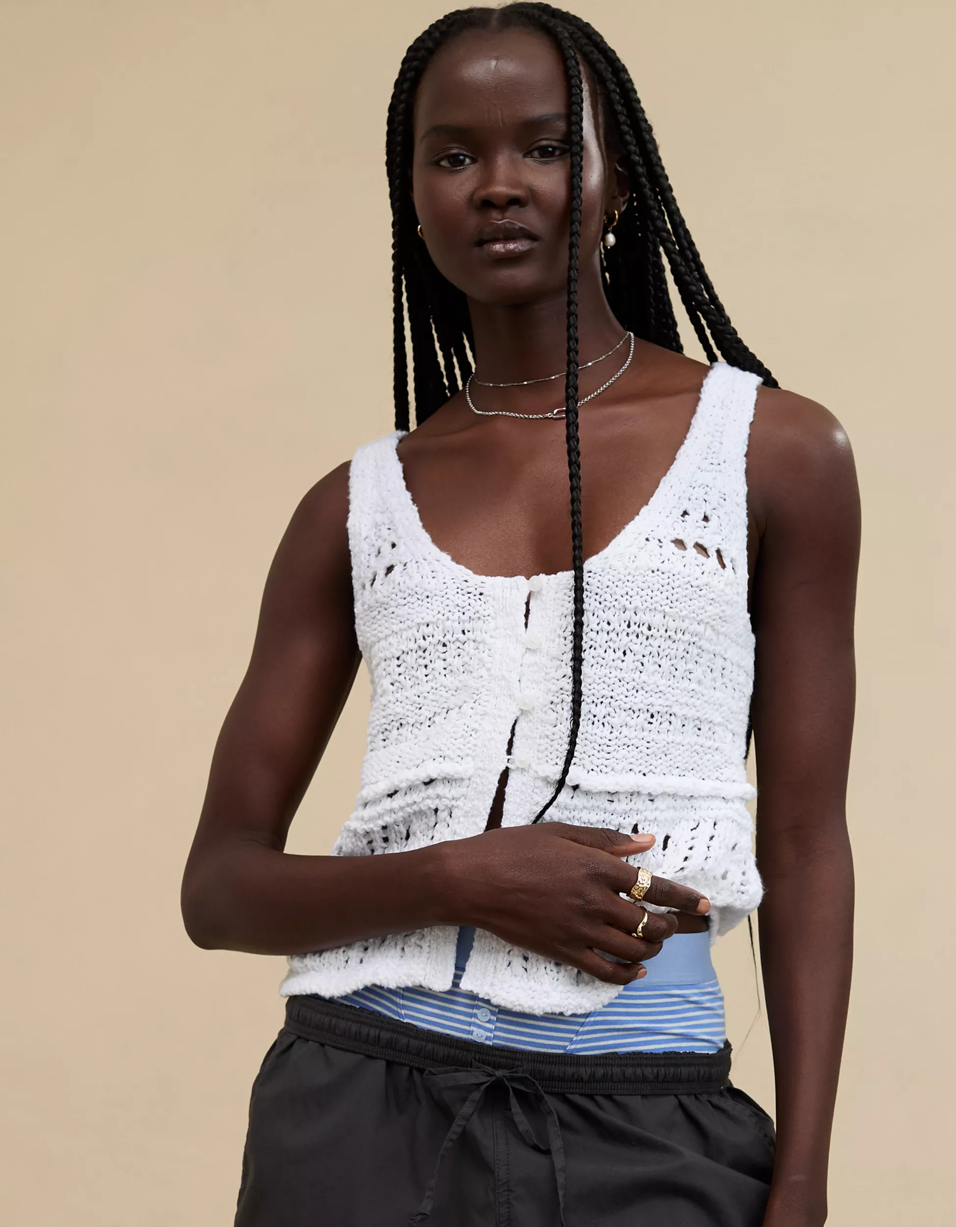 Aerie Crochet Sweater Vest Top | Aerie