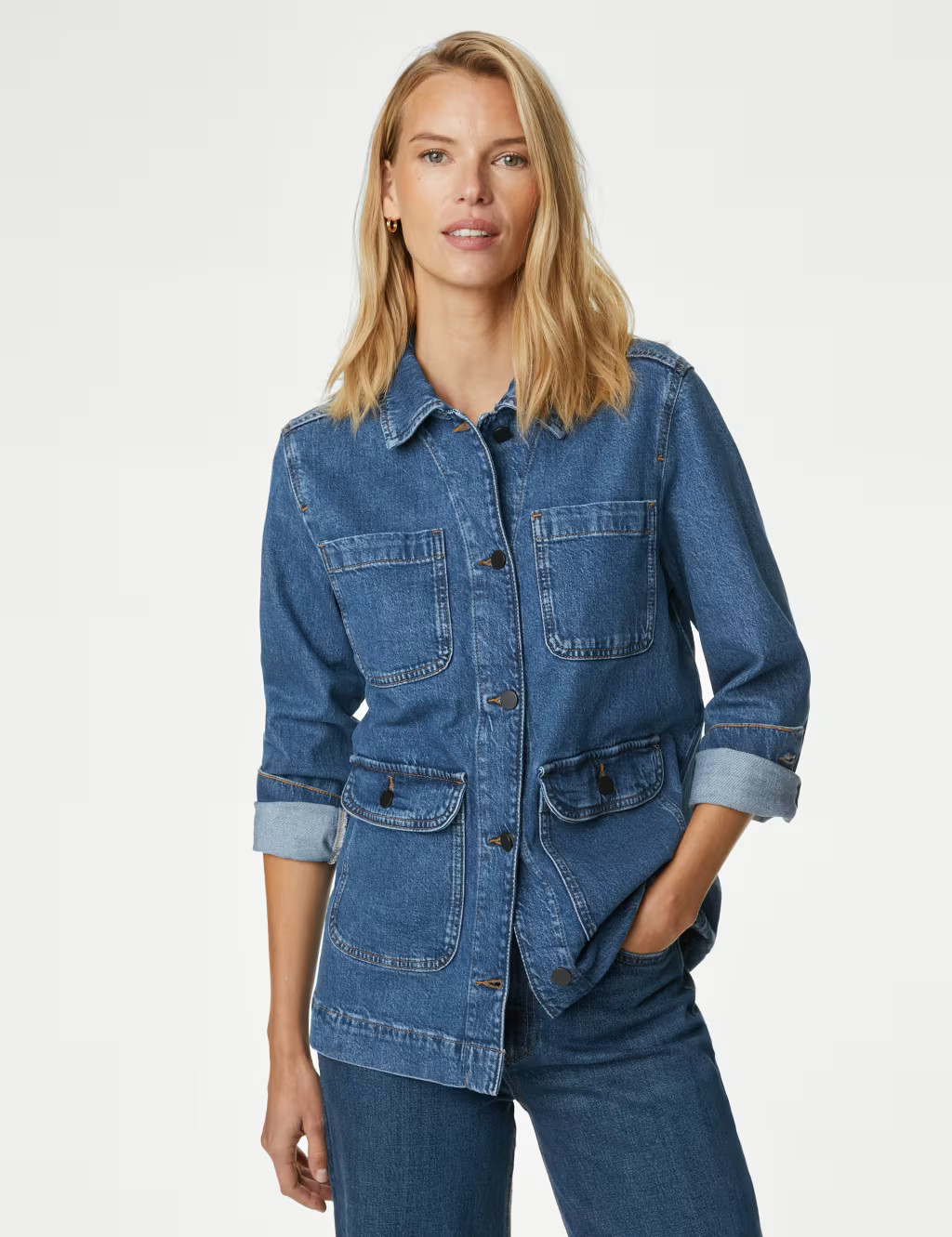 Cotton Rich Denim Utility Jacket | Marks & Spencer (UK)