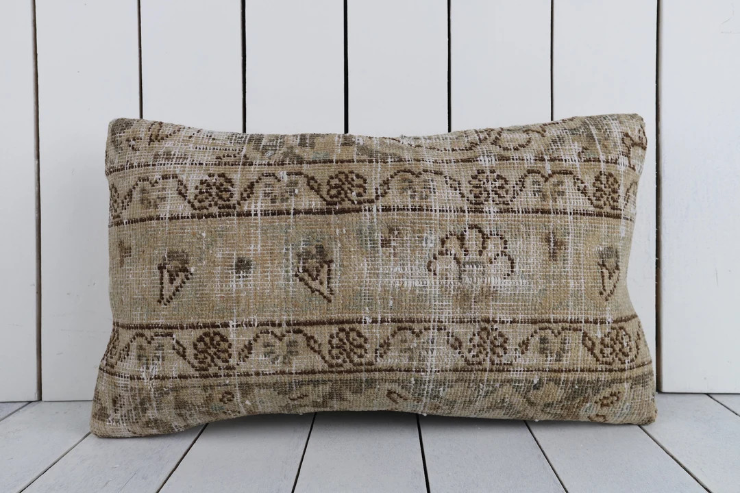 vintage kilim pillow, 12x20 pillow case, turkish kilim pillow, throw pillow, decorative carpet, k... | Etsy (US)