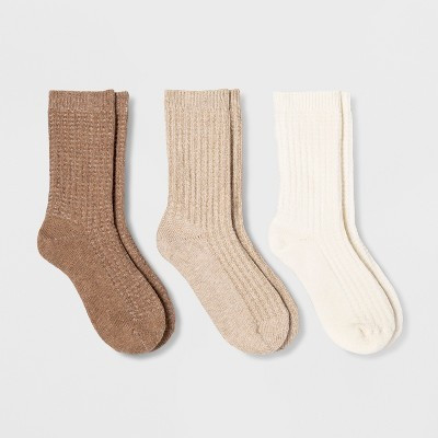 Women's Waffle 3pk Crew Socks - Universal Thread™ Cream 4-10 | Target