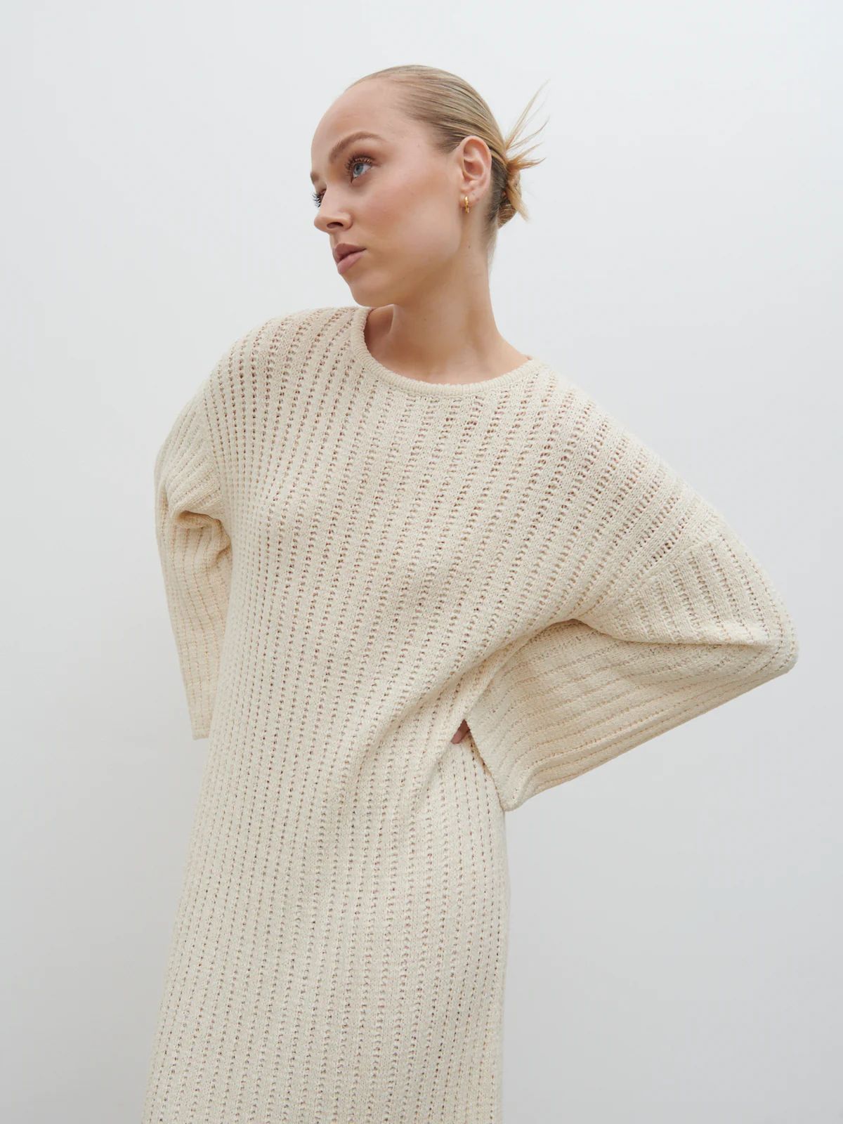 Eleanor Knit Maxi Dress - Cream | Pretty Lavish (UK)