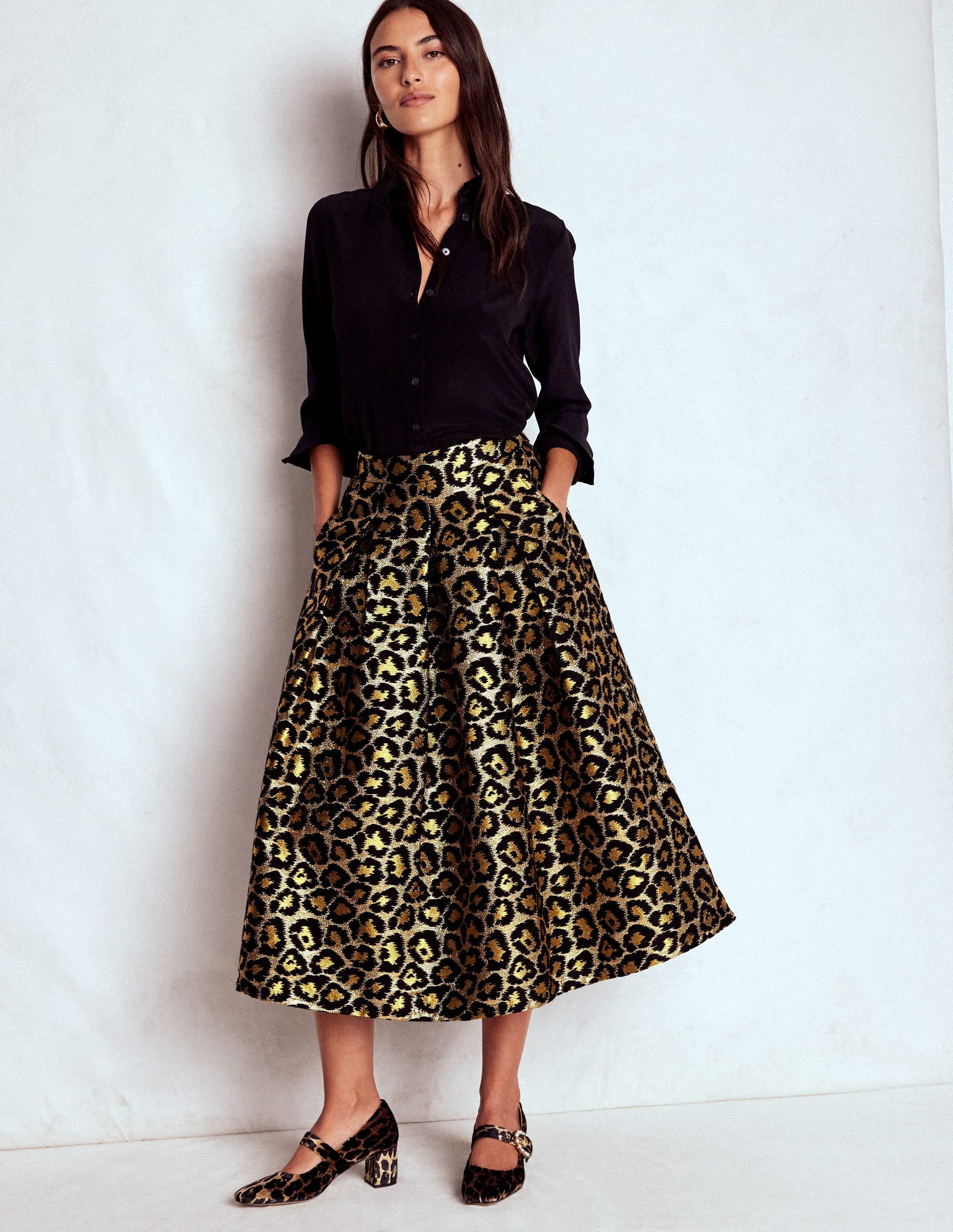 Verity Jacquard Midi Skirt-Leopard Print | Boden UK