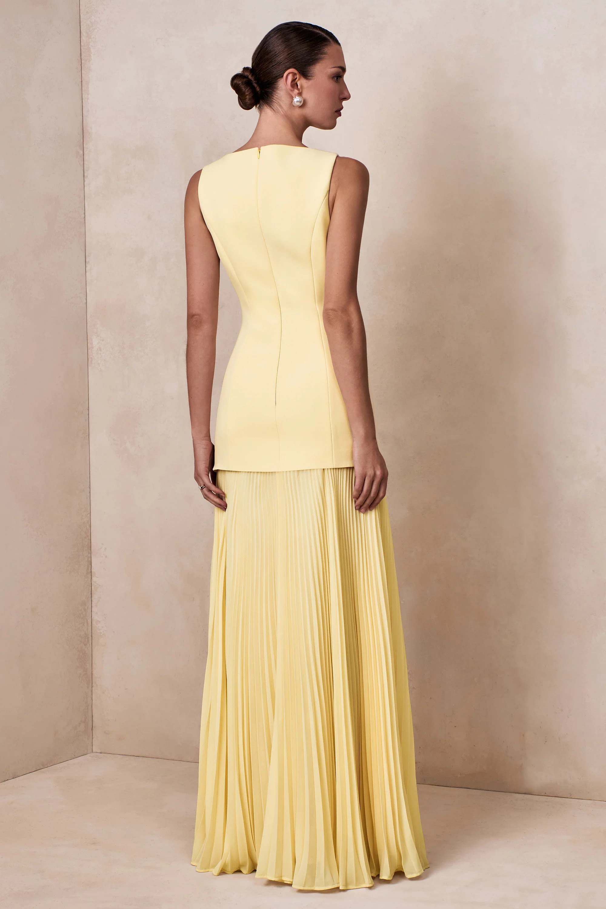 Hadley | Lemon Boat-Neck Maxi Dress With Drop-Waist | Club L London