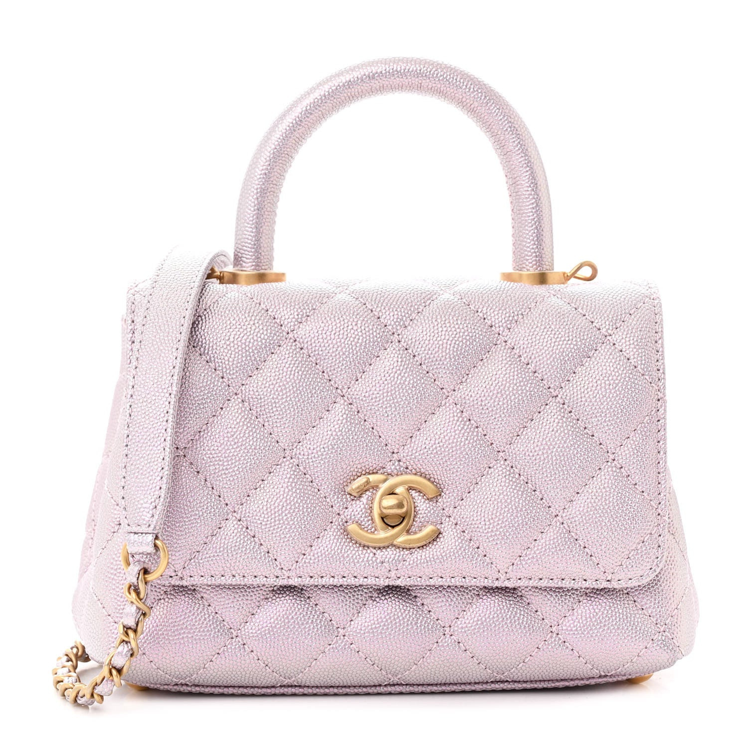 Metallic Caviar Quilted Extra Mini Coco Handle Flap Light Pink | FASHIONPHILE (US)