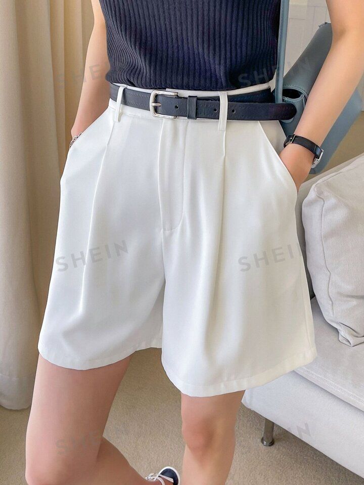 DAZY Fold Pleated Wide Leg Shorts Without Belt | SHEIN