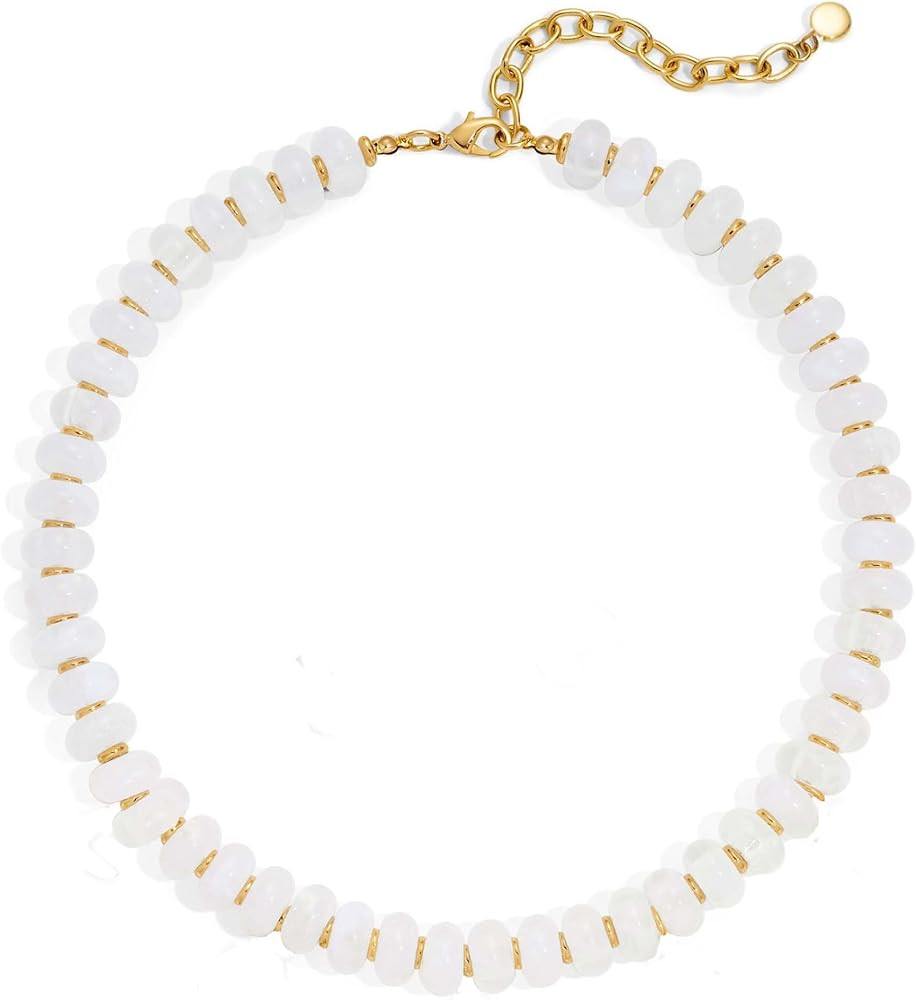 Colorful Beaded Statement Necklace for Women, 14mm Chunky Rondelle Beads, Gold Plated Adjustable ... | Amazon (US)