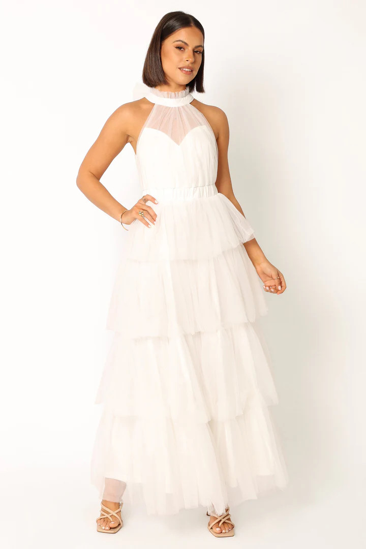 Frances Halterneck Maxi Dress - Off White | Petal & Pup (US)