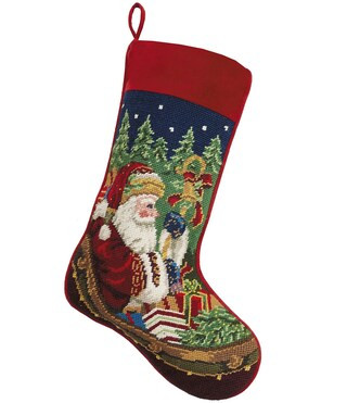 Peking Handicraft Santa Sleigh Needlepoint Holiday Stocking | Dillard's | Dillard's