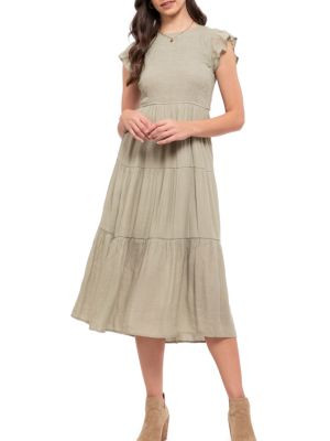 Smocked Tiered Midi Dress | Saks Fifth Avenue OFF 5TH