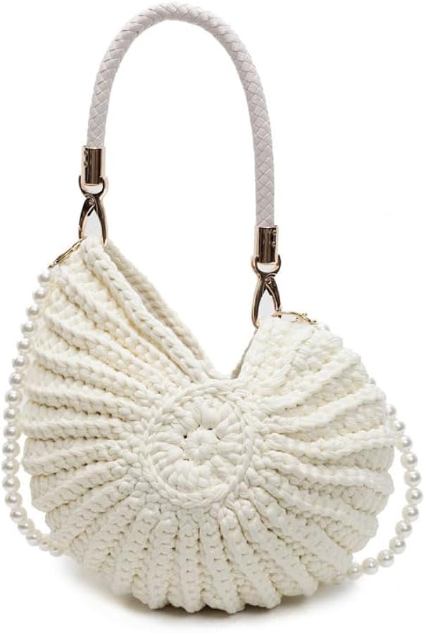 Handwoven Fashion Seashell Bag Stylish & Unique Boho Clutch with Pearl Strap Leather Handle & Pre... | Amazon (US)