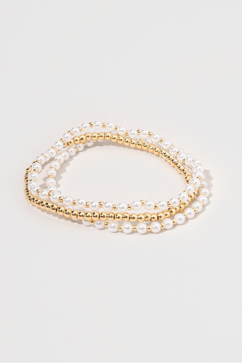 Reese Pearl Metal Bead Bracelet Sets | Francesca's