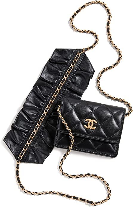 Chanel Women's Pre-Loved Ruffled Cardholder On Chain | Amazon (US)