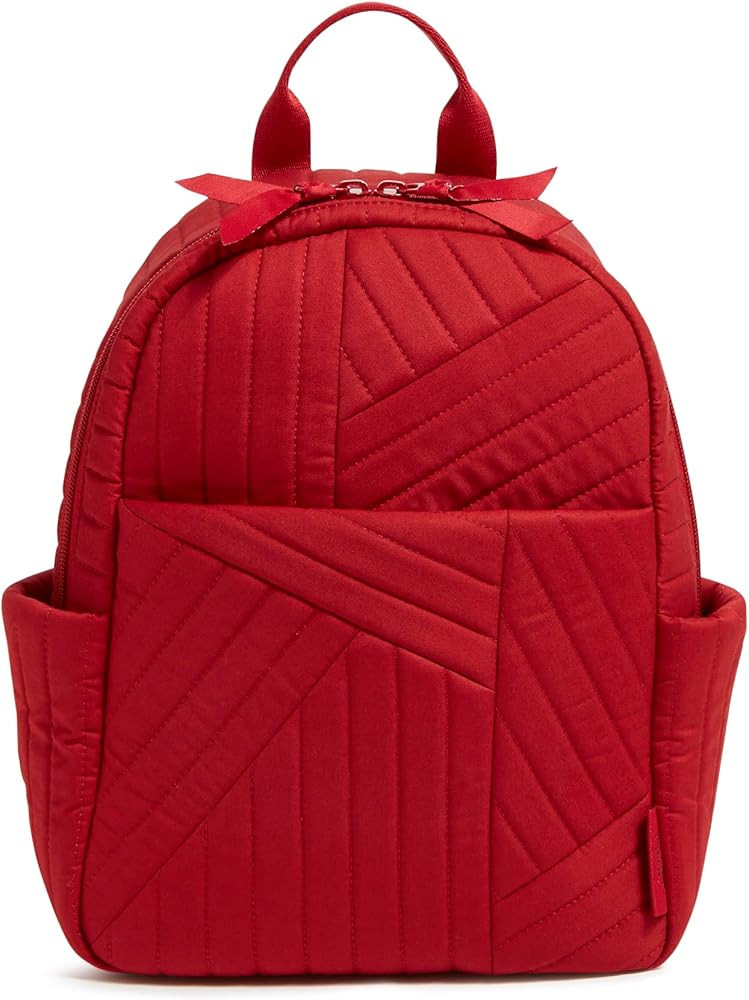 Vera Bradley Women's Cotton Small Backpack, Cardinal Red, One Size | Amazon (US)