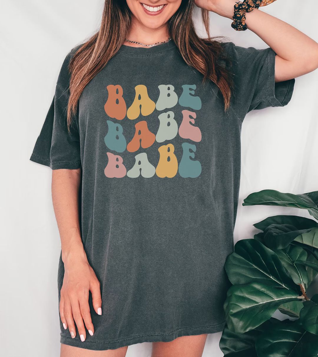 Retro Babe Shirt, Comfort Colors Babe Oversized Bachelorette Shirts, Wedding Party, Bridal Shower... | Etsy (US)