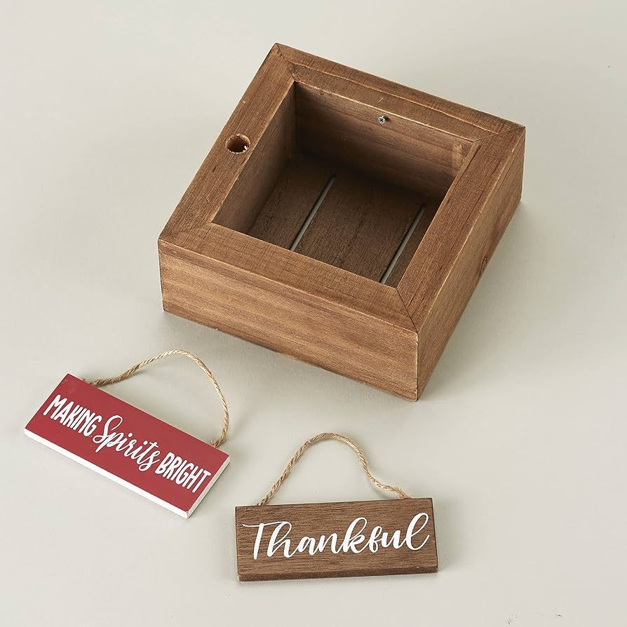 Wooden Party Cup Holder - Plastic Drink Stack Stand with Rustic Thanksgiving, Christmas Signs | Amazon (US)