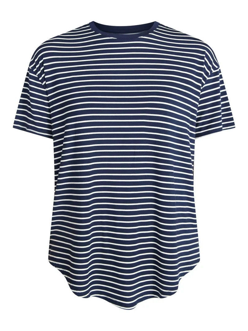 Time and Tru Women's Crewneck Tunic Tee with Short Sleeves, Sizes XS-XXXL | Walmart (US)