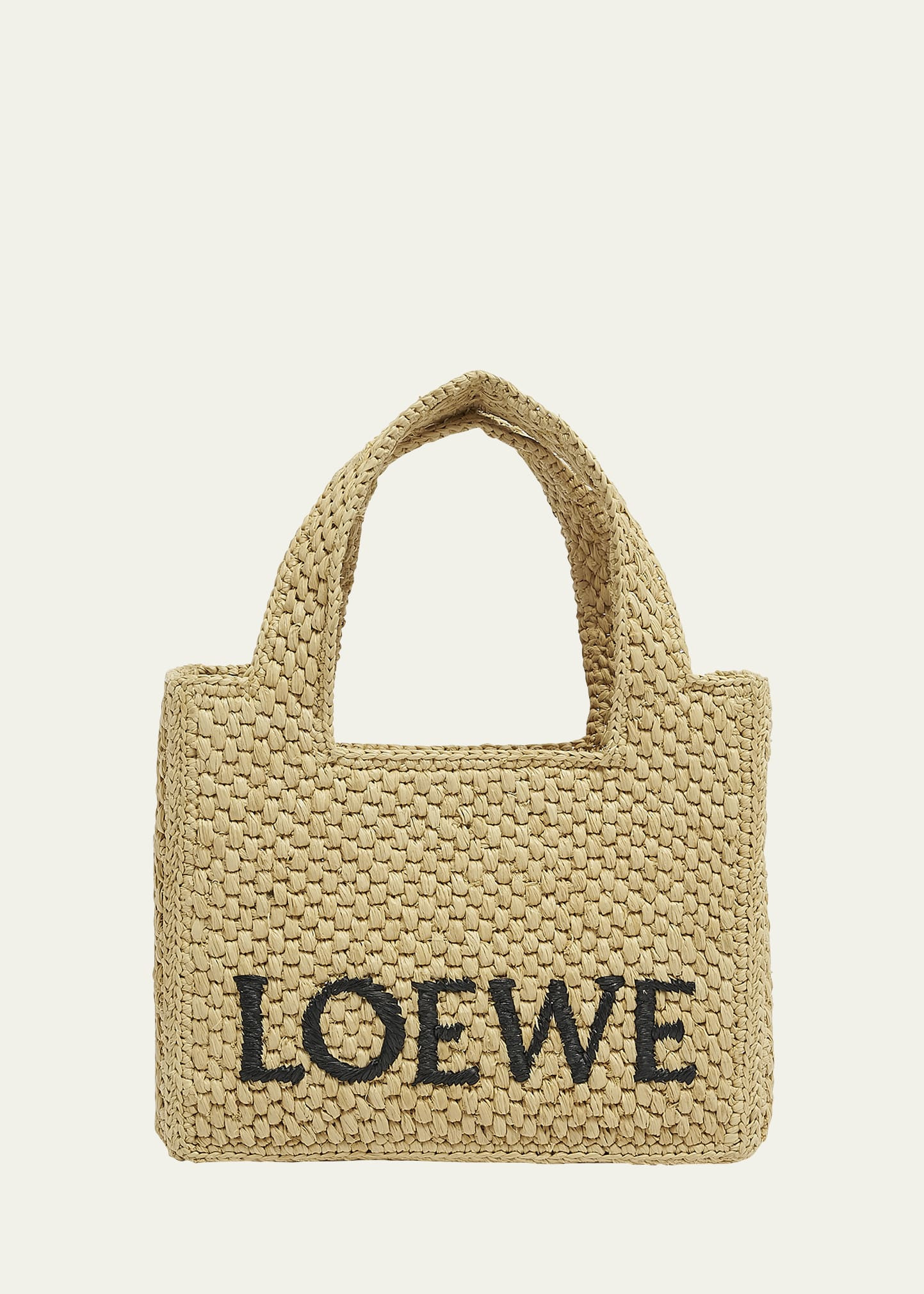 Loewe x Paula’s Ibiza Font Logo Mini Tote Bag in Raffia | Bergdorf Goodman