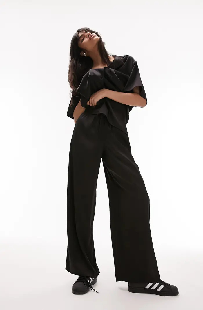 High Waist Wide Leg Satin Trousers | Nordstrom