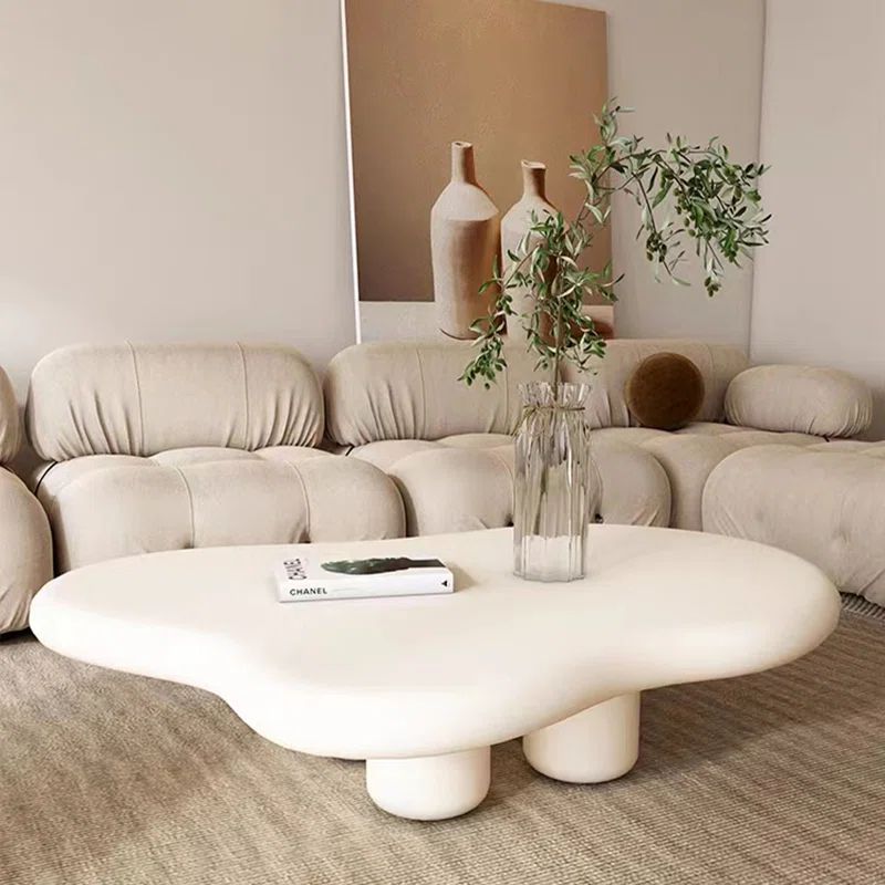 Bothnian Cloud Shape Cream Color Modern 4 Legged Coffee Table | Wayfair North America